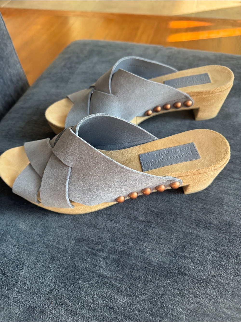 Pedro Garcia Light periwinkle blue Suede Crossover Slide Sandals - Picture 5 of 5